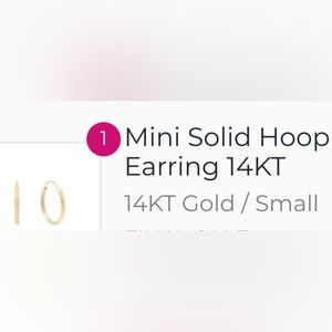 Mini Solid 14 Karat Gold Hoop Earring